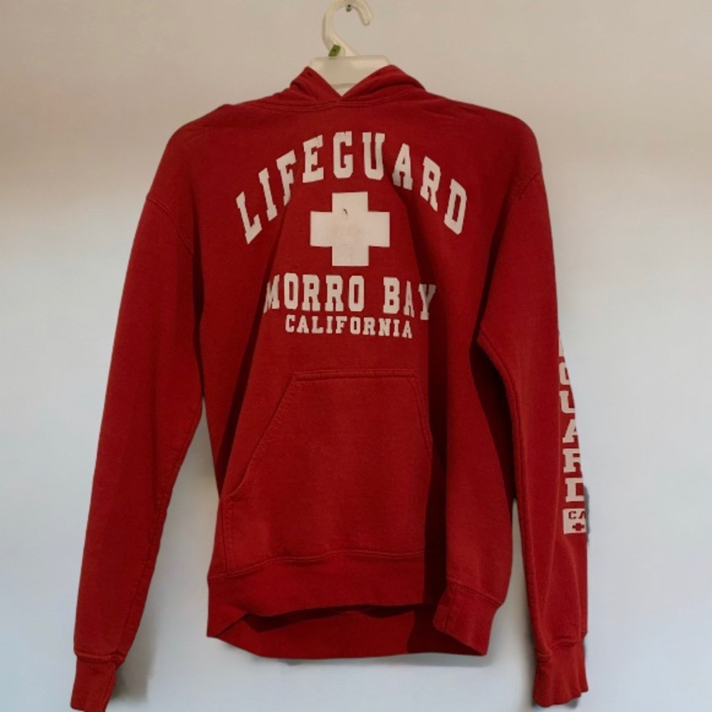 Red life guard morro bay hoodie